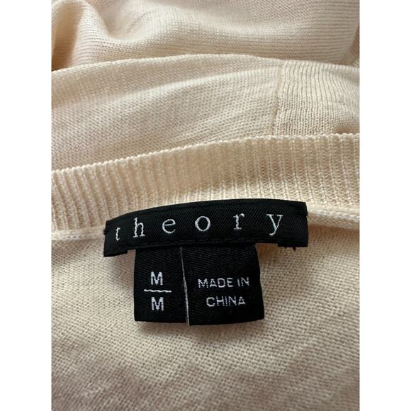 THEORY Womens Sweater Medium Beige Cream Wool Preen Tollie Long Sleeve Pocket - Picture 6 of 9